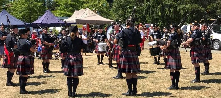 The Greater Victoria Police Pipe Band played right after the opening ceremony
