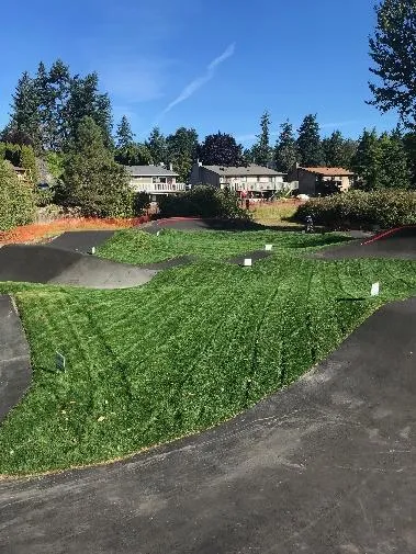 Construction vehicle on site for park improvements