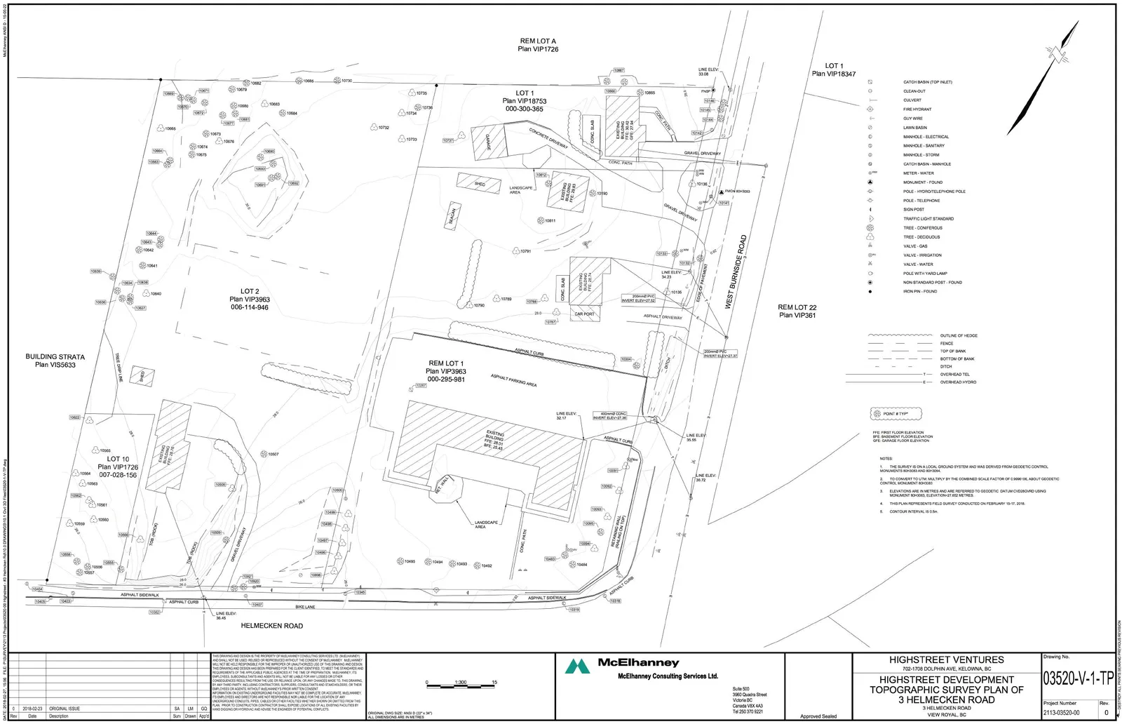 Topographic Survey Plan of 3 Helmcken Road by McElhanney