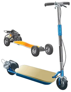 Illustration of a red motorized mobility scooter