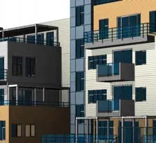 Site plan drawing showing building footprint, setbacks, and surrounding property lines