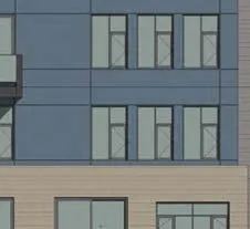 Detail of North elevation top floor glazing