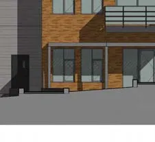 Detail of South elevation siding transitions