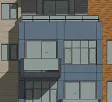 Detail of South elevation upper story facade
