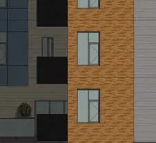 Detail of long section through units 501 and 502