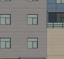 Detail of long section through Unit 210 and 209
