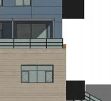 Detail of long section through townhouse unit 103 interior