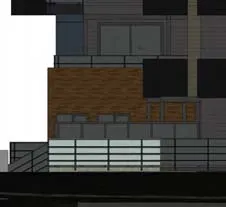 Detail of long section through townhouse common corridor