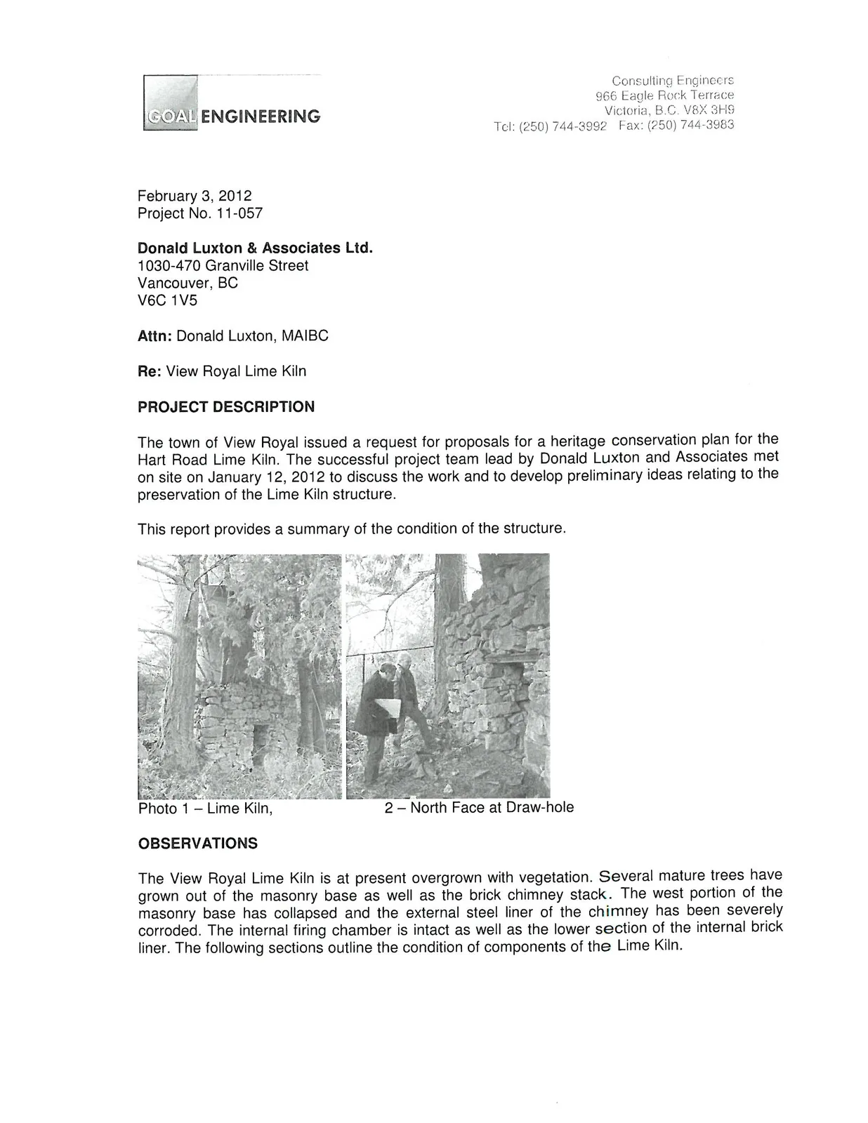 Photo 1 – Lime Kiln,