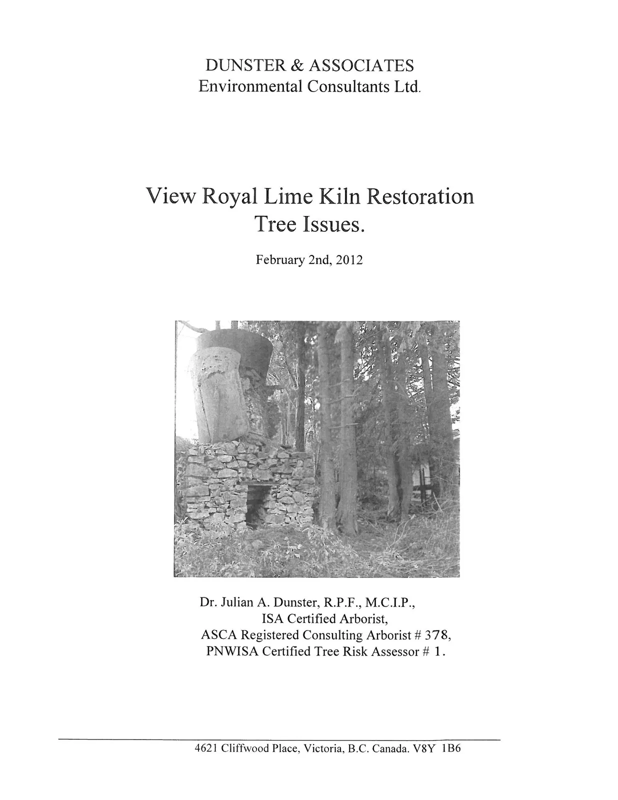 Photo of the View Royal Lime Kiln structure surrounded by trees