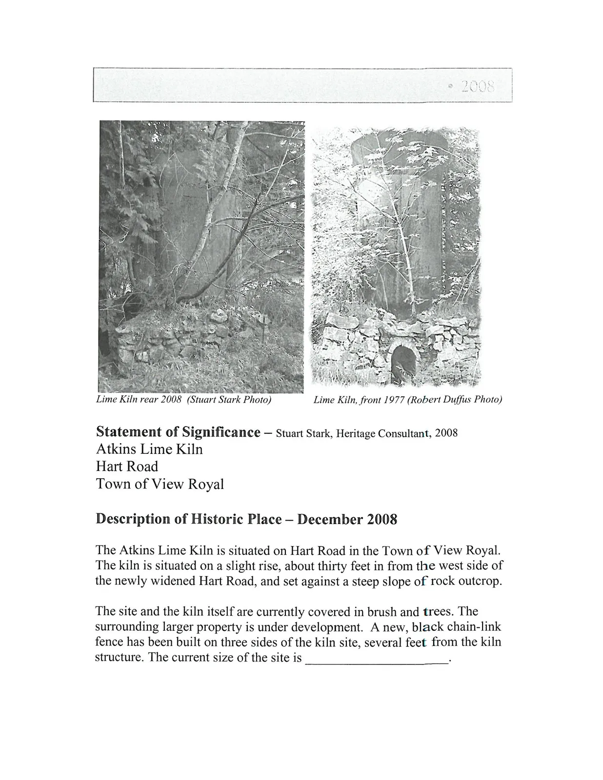 Lime Kiln rear 2008 and Lime Kiln, front 1977