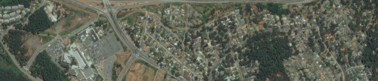 Strip of aerial photo showing Highway 1 interchange