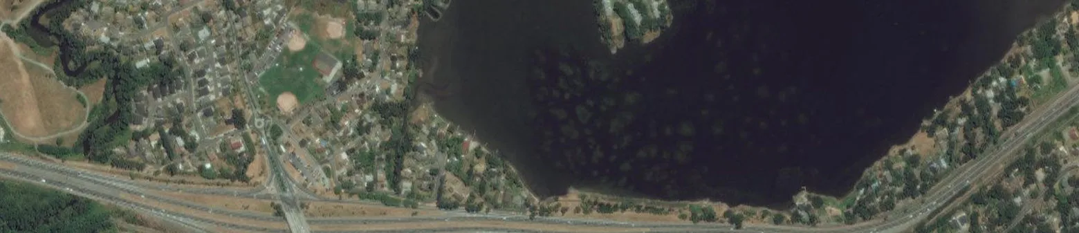Strip of aerial photo showing southern area and Portage Inlet