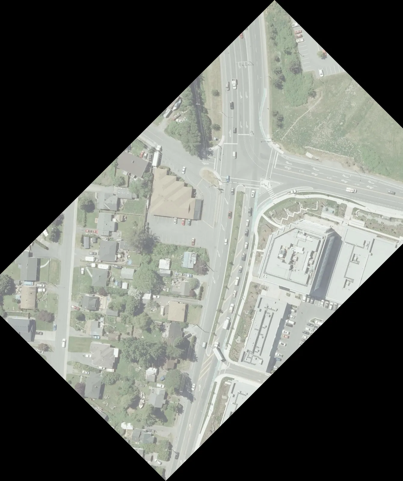 Aerial concept plan showing the intersection of Helmcken Road, Watkiss Way, and Chancellor Ave