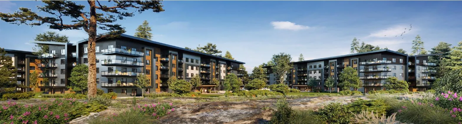 Rendering of the proposed four 5-6 storey apartment buildings