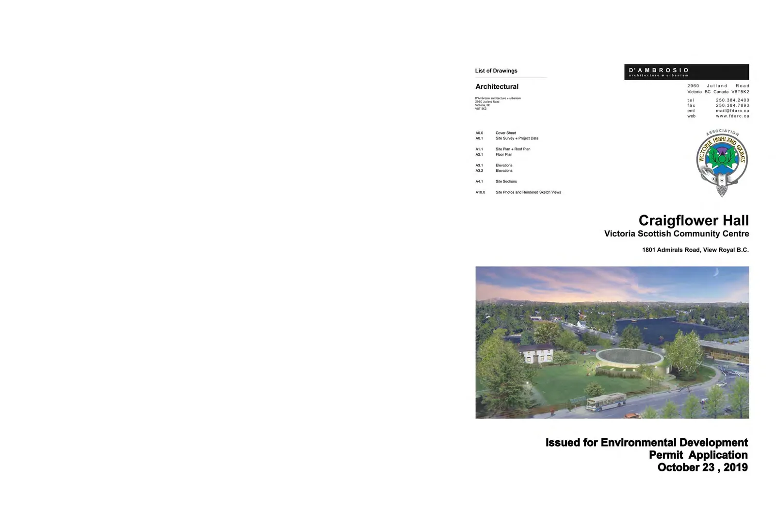 Aerial rendering of the Craigflower Hall site and surrounding landscape