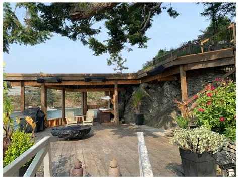 Photo showing the interior structure and framing of the partially finished boathouse