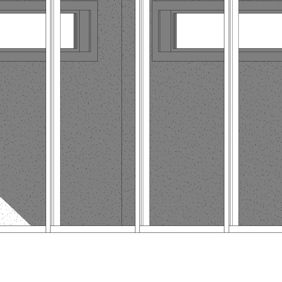 Detail of the rendering showing window panels
