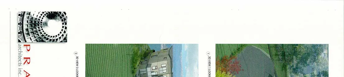 Partial view of architectural firm information and site renderings