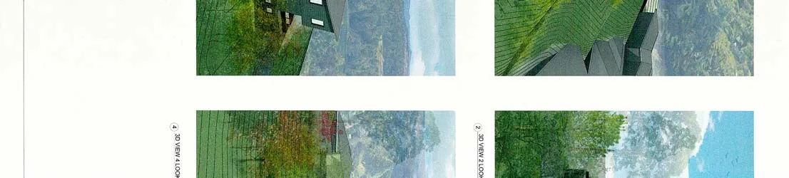 Detail of drawing title "Aerial Views" and site renderings
