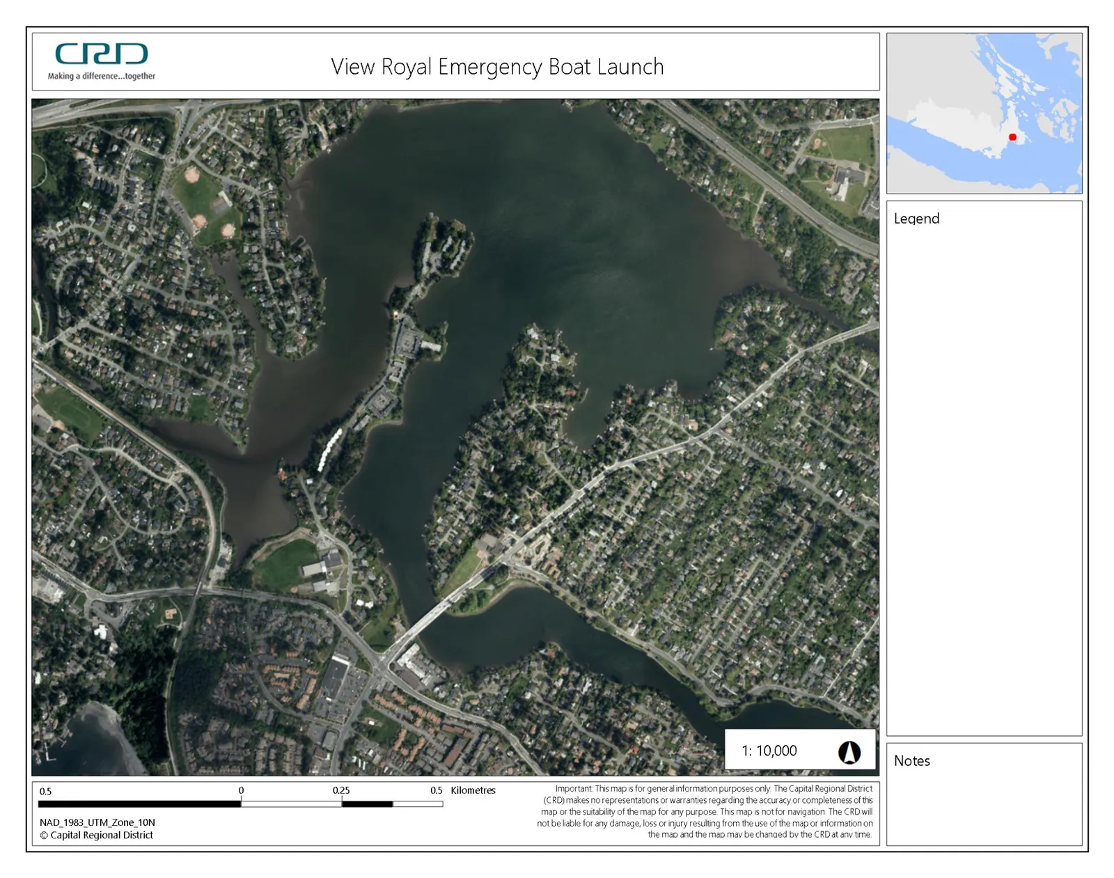 Map showing "Proposed Boat Ramp Location" at Shoreline Road site and "Rejected Boat Ramp Location" at the alternate TransCanada Highway site.