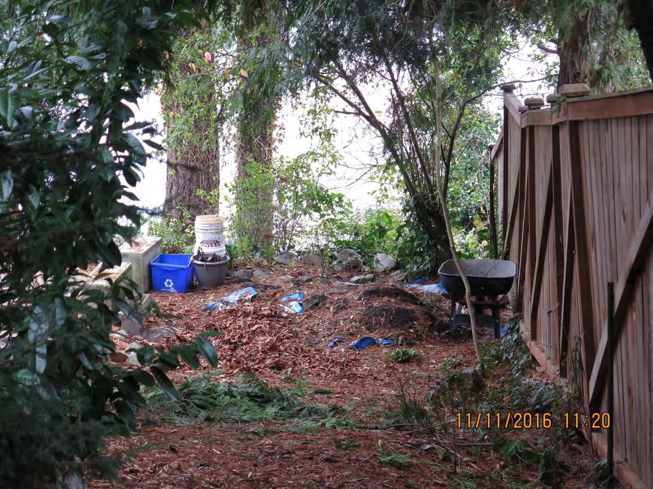 Another view from the same spot as Figures 2.2 and 2.3 showing items blocking public access