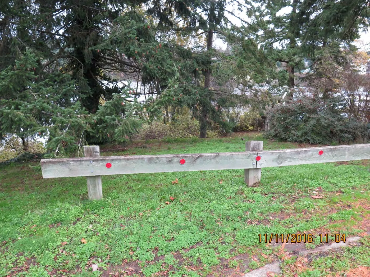 Wooden barrier at Arcadia Street