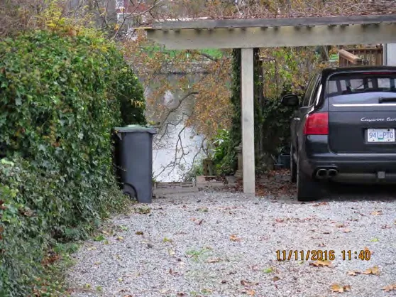 Close-up of structure on public access at Rhoda Lane