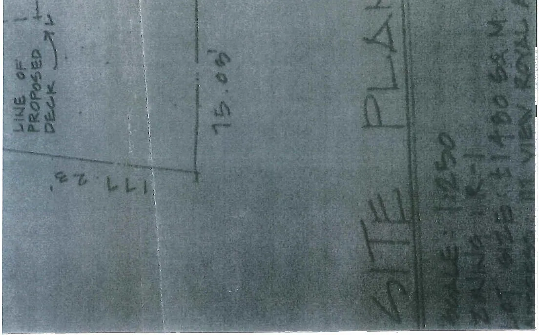 Annotated hand-drawn site plan labeled 'SITE PLAN' with text 'SCALE: 1:250', 'ZONING: R-1', and 'LOT SIZE: ±1480 SQ. M. - ±15,900 SQ. FT.'