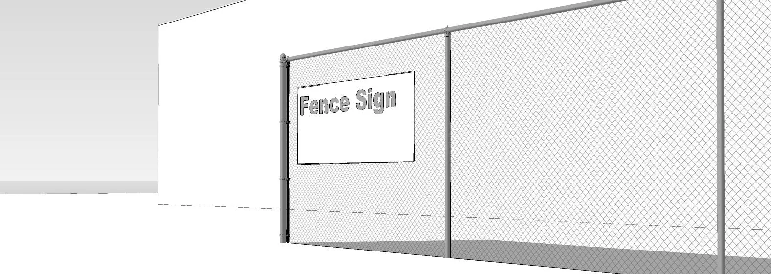 Rendering of a sign attached to a chain-link fence