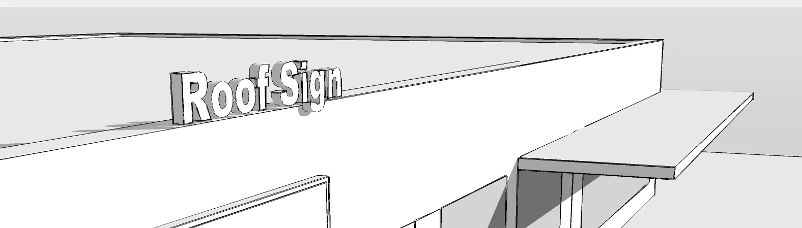 Rendering of a sign mounted on a building roof