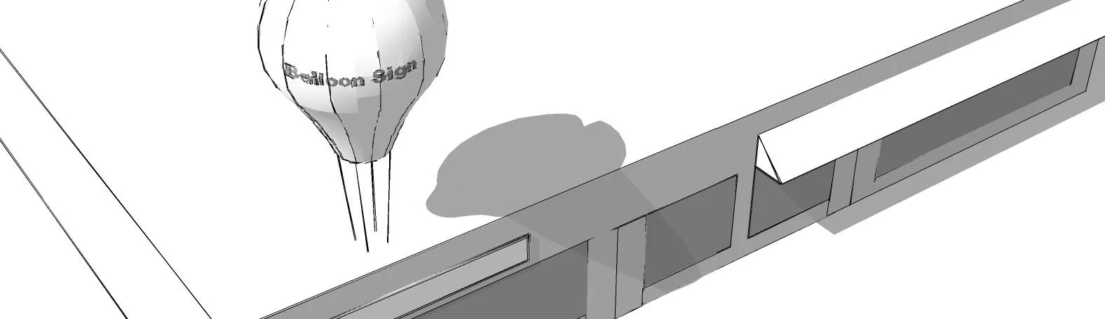Rendering of a Balloon Sign tethered above a building