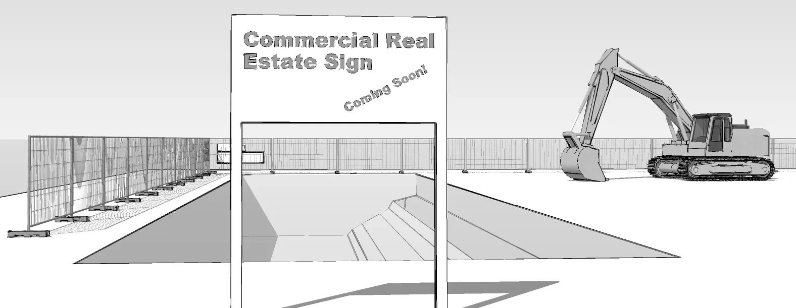 Rendering of a Commercial Real Estate Sign at a construction site