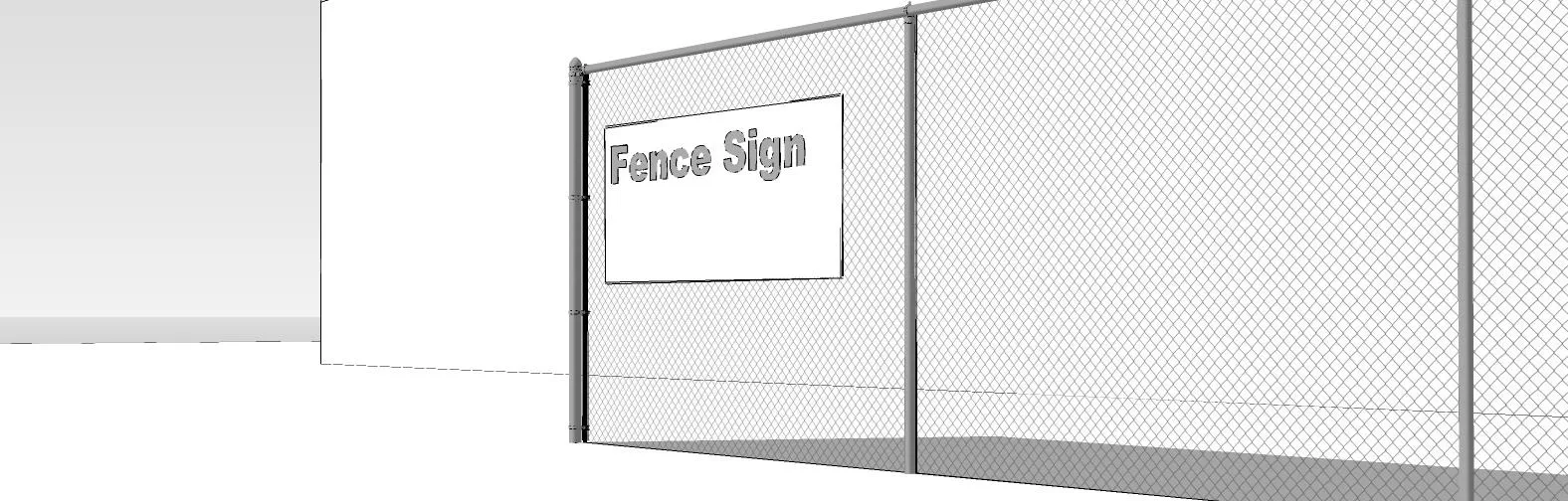 Rendering of a Fence Sign on a chain-link fence