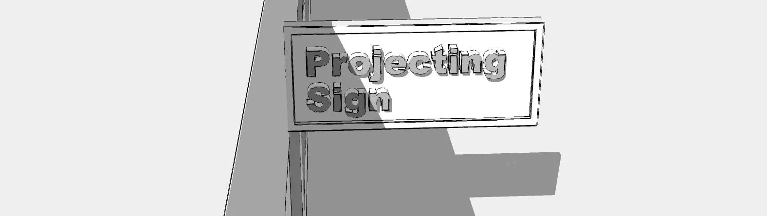 Rendering of a Projecting Sign attached to a corner of a building