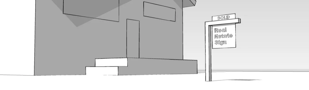 Rendering of a Real Estate Sign in front of a house