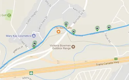 Route map for No. 22 Vic General / Hillside Mall showing the Proposed Site location