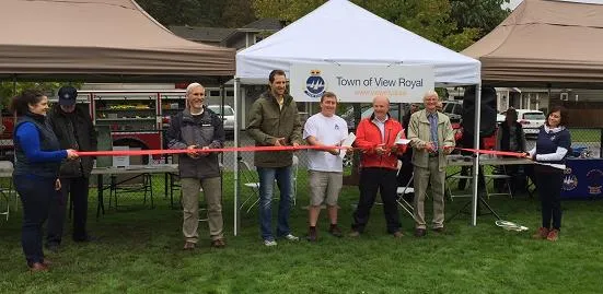 ribbon cutting ceremony at the opening of the Chilco Trails network