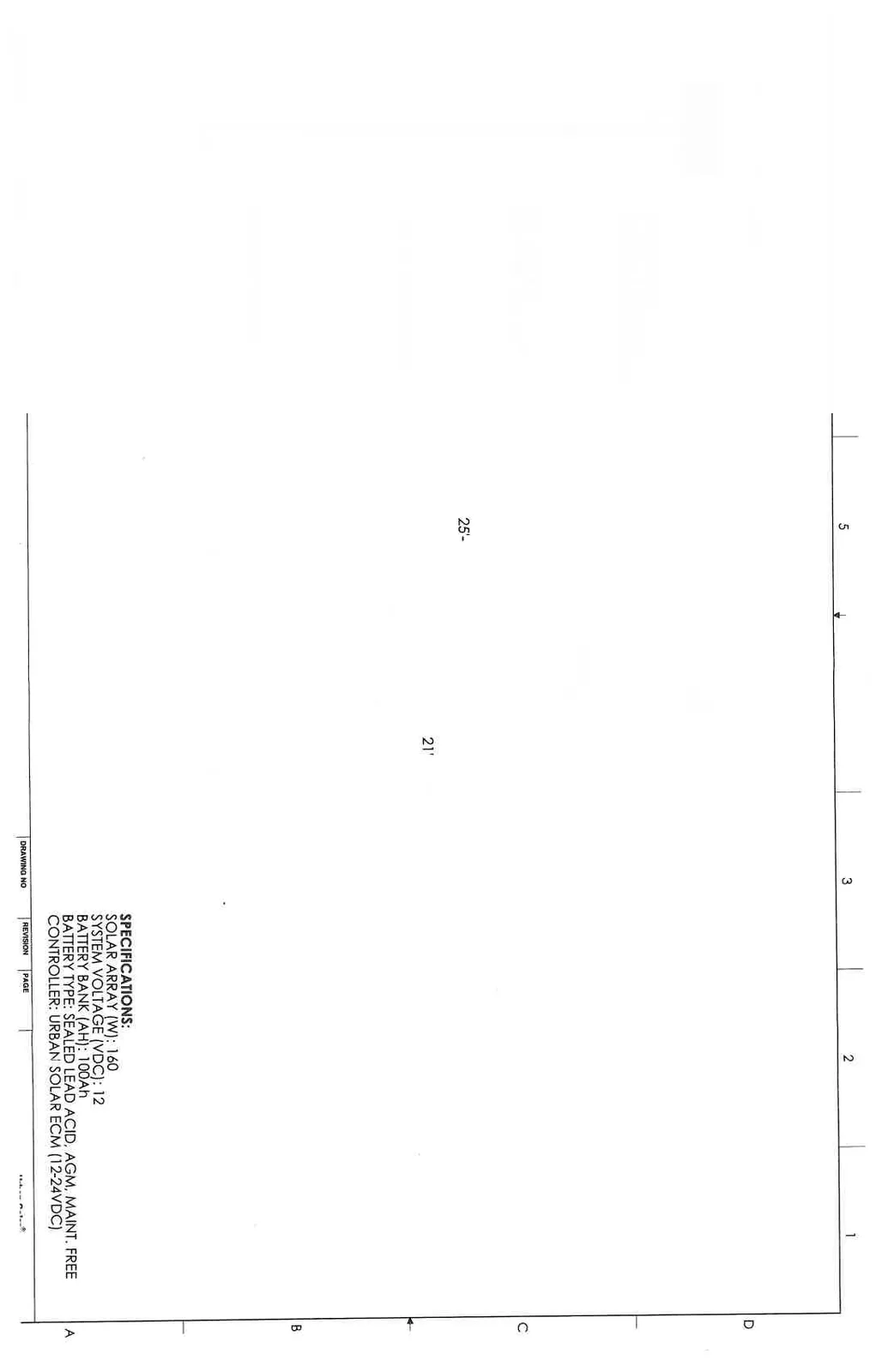 Specifications table for the solar lighting system
