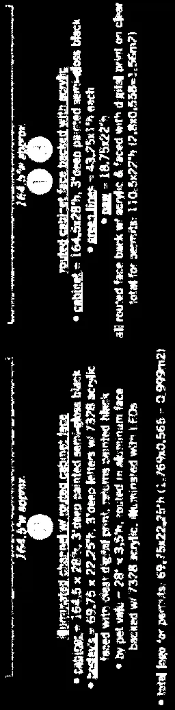 Technical design specifications and dimensions for the illuminated channel letters and routed cabinet faces for units 1, 2, and 3