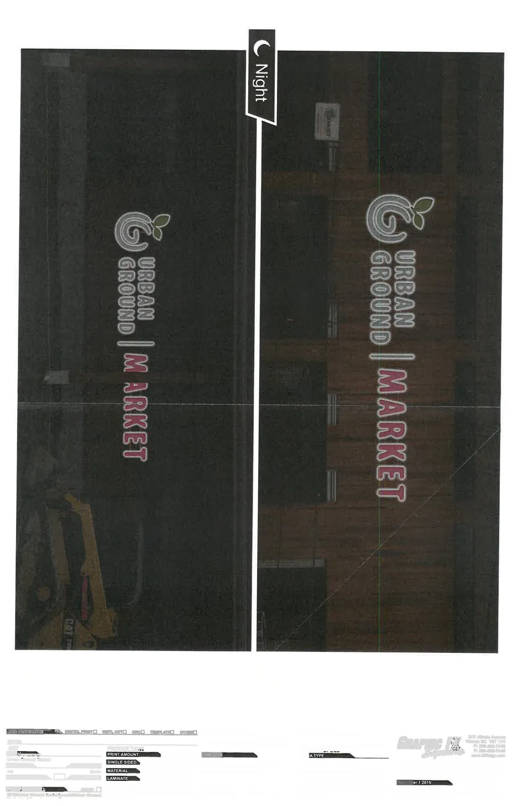Nighttime photo renderings illustrating the LED halo illumination effect of the front and back signage