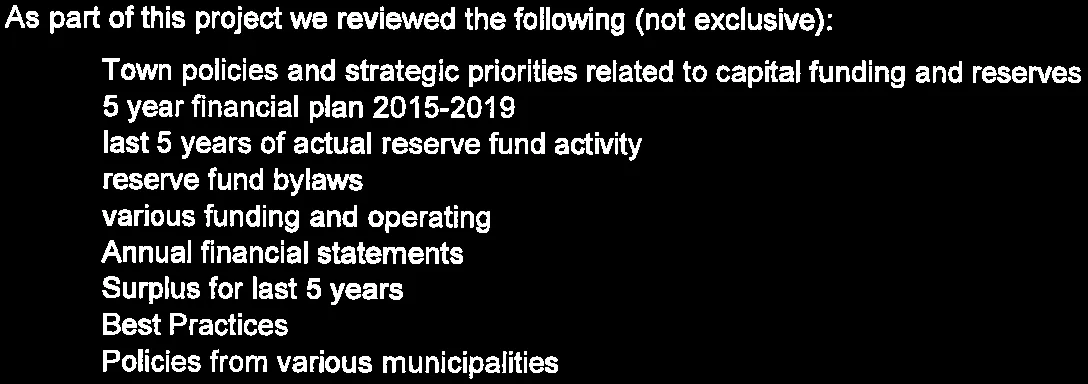 List of documents and policies reviewed as part of the project