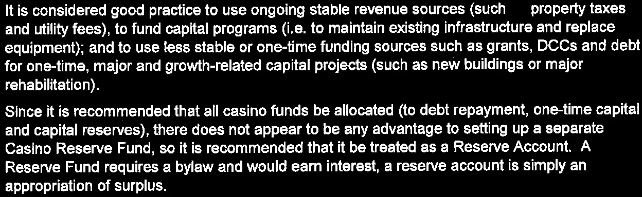 Principles for funding capital programs and projects