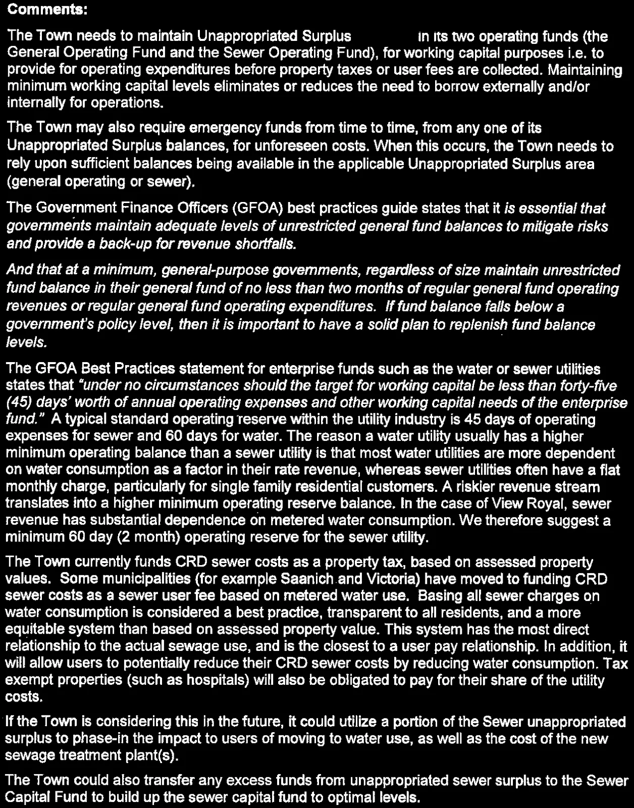 Recommendations for maintaining unappropriated surplus balances