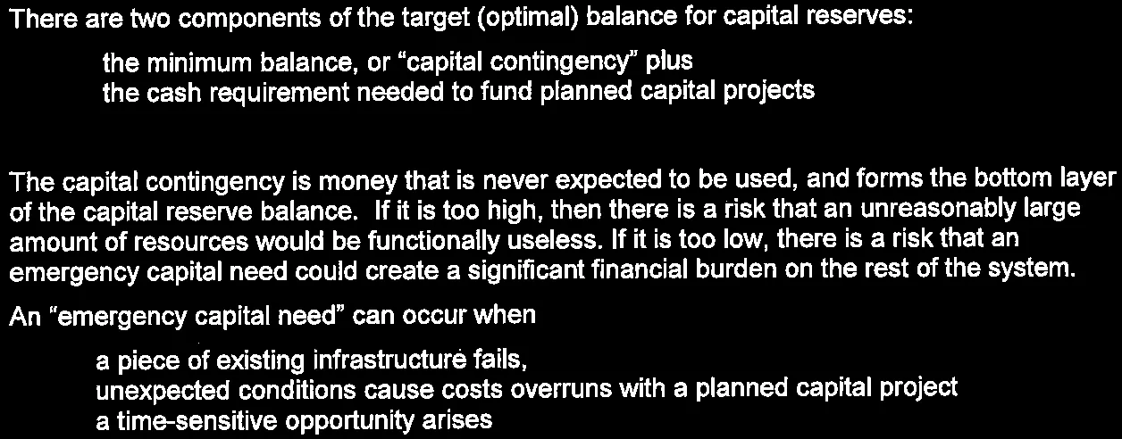 Components of the target balance for capital reserves and emergency needs