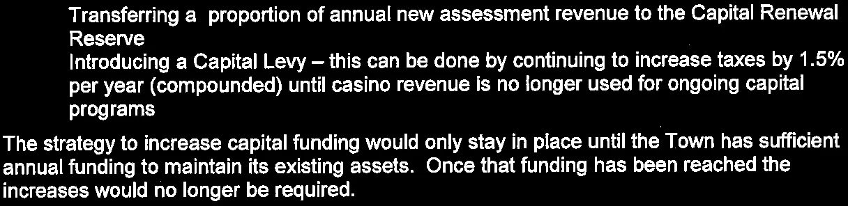 Recommendations for the long term capital funding strategy