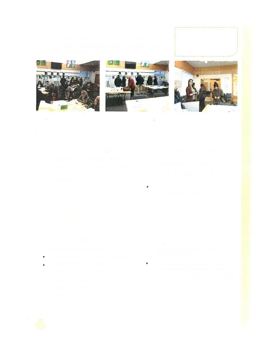 Three photos from the Open House showing residents and facilitators engaging in discussions at tables with maps and documents