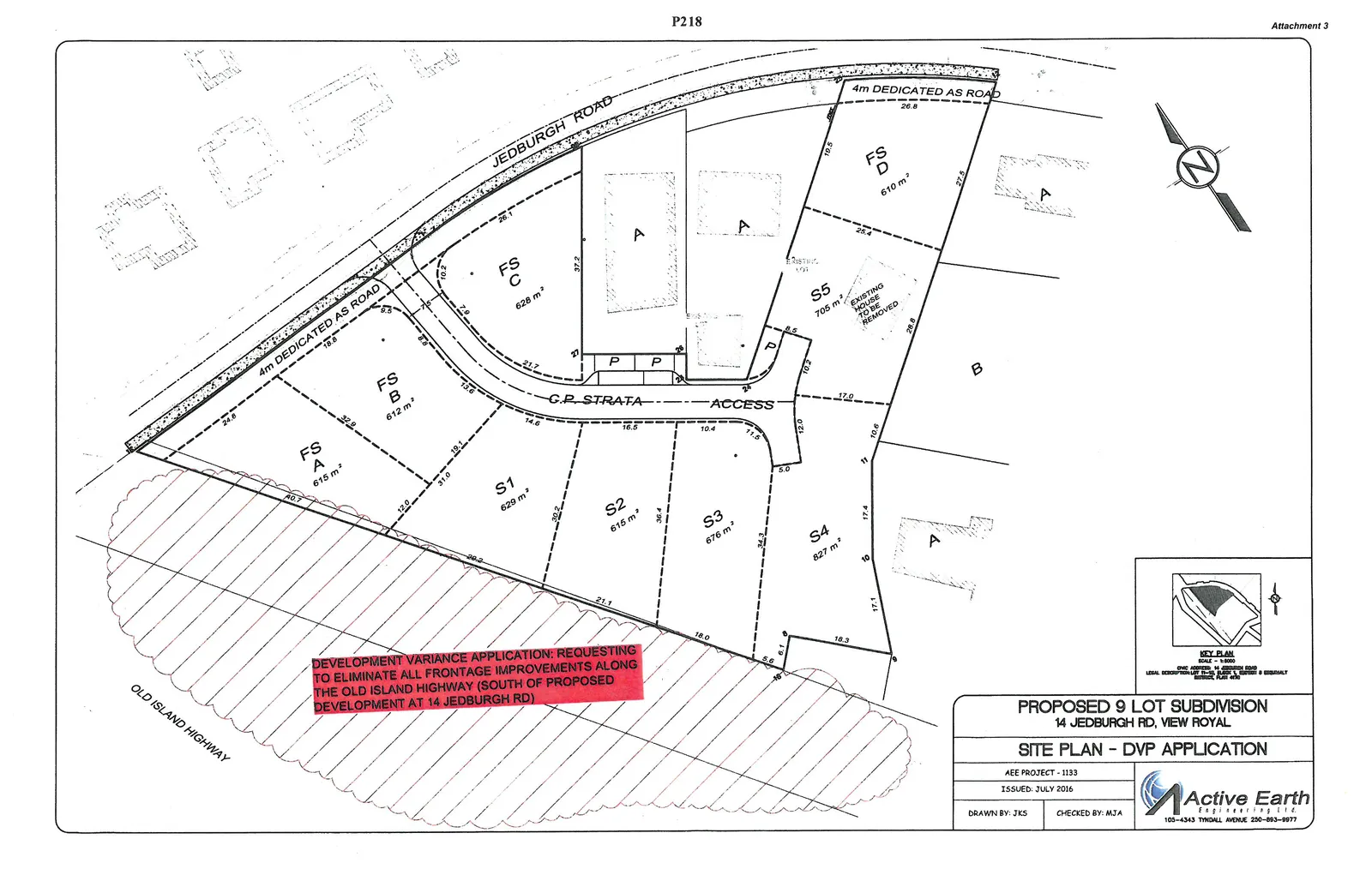 Site Plan for proposed 9 lot subdivision at 14 Jedburgh Rd, View Royal