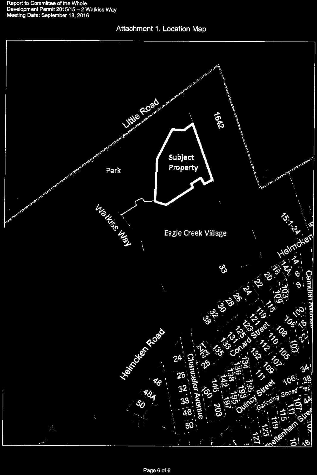 Location map showing Subject Property at 2 Watkiss Way, Eagle Creek Village, and Victoria General Hospital