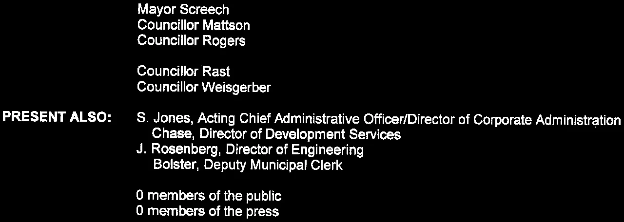 List of staff and public attendance for the afternoon session